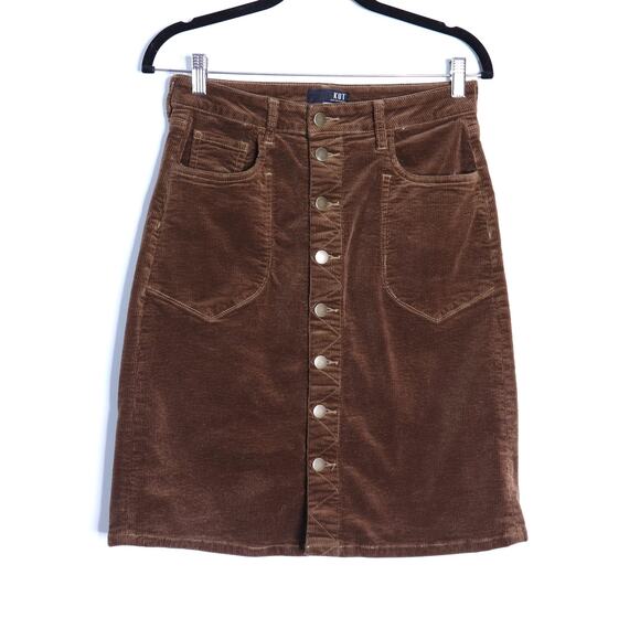 Kut from the Kloth Dresses & Skirts - Kut from the Kloth Corduroy Button Front Skirt Brown Knee Length Women's 0